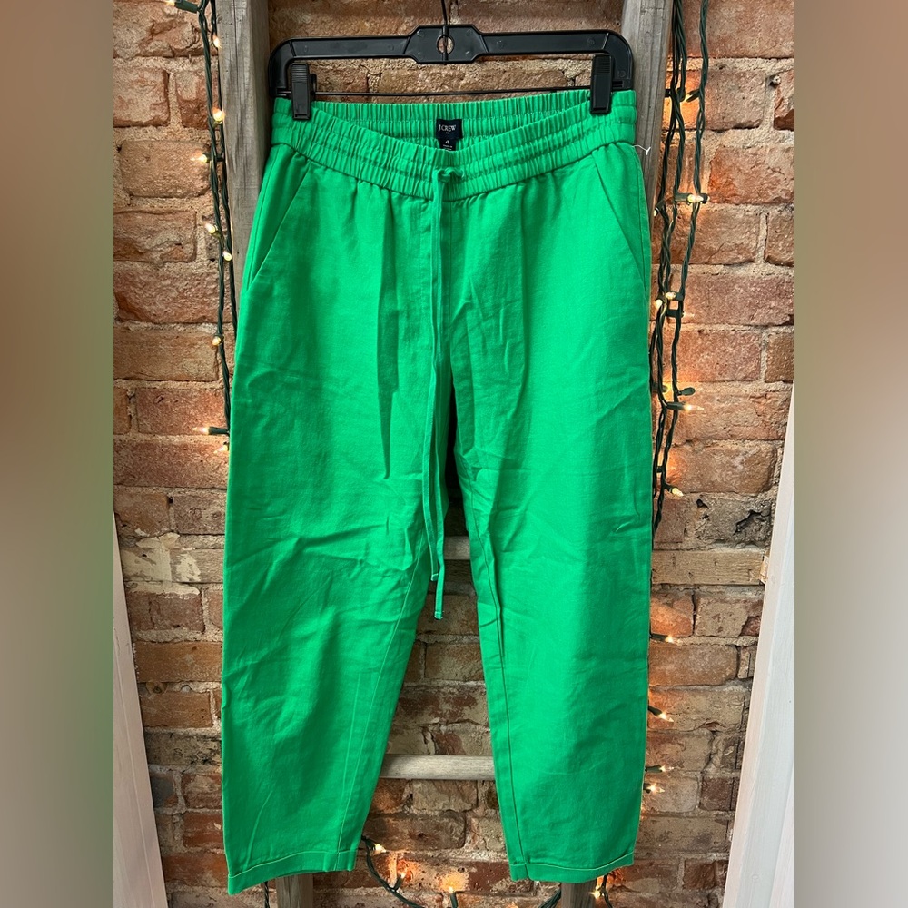 J. Crew Vibrant Green Linen Pants